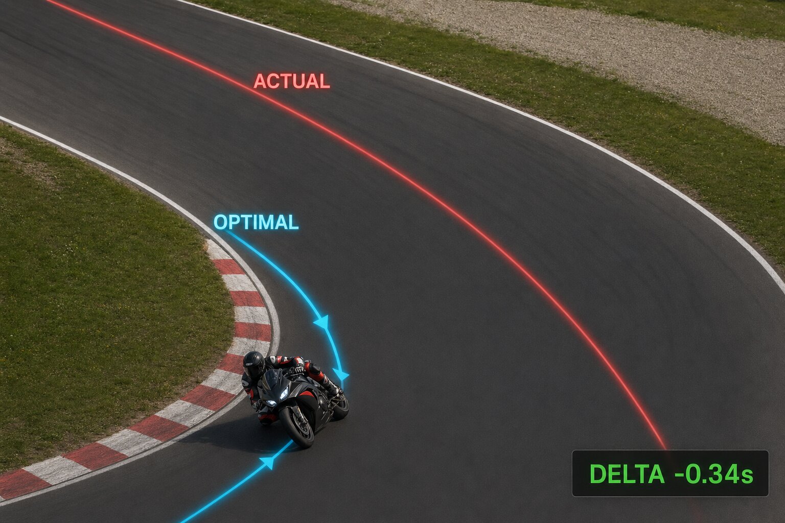 Aerial view comparing two measured lines through the same corner